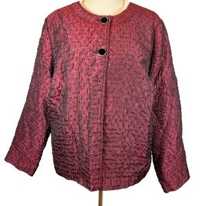 Whimsigoth Textured Blazer 2X‎ Notations Women Crinkled Satin Dark Academia